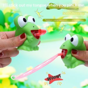 PaulWeekend Squishy Frog Stress Relief Toy with Tongue Pop-Out Fun and Soft Anti-Stress Play for Adults and Kids