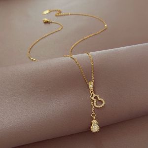 Korean Exquisite Gourd Necklaces Style Minimalist Hollow Out fashion Trend Luxury Glamour Sweet Necklaces Accessories