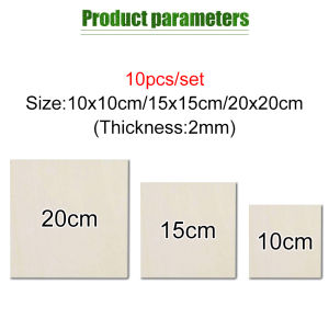 10pcs Wood Square Plaque for Crafts Painting Wood Burning Engraving Machine Unfinished and Unpainted Wooden Cutout Square Blank Wood Sheet