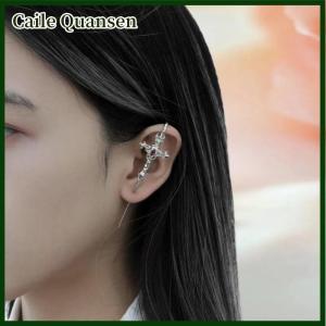 Caile 1ชิ้นต่างหูห้อยรูปนกสีดำแบบกอธิคต่างหูรูปดอกกุหลาบสีดำไม่เรียบหรูต่างหูเม็ดกลมแบบห้อยประดับอัญมณีแนวฮาโลวีนของผู้หญิง