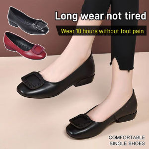 minbai01 [Soft Sole] Spring and Summer Round Toe Flower Diamond Simple Trendy Leather Shoes