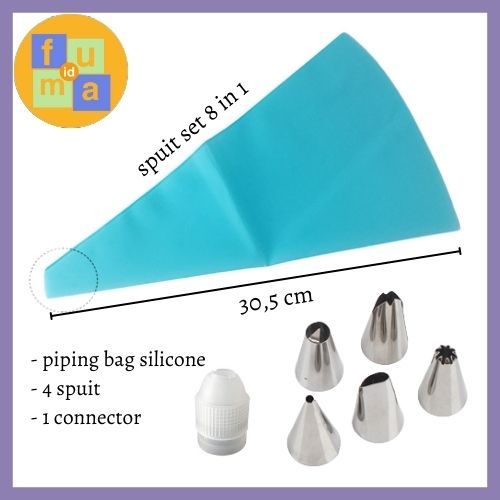 Spuit Set Piping Bag Silicone in Piping Bahan Silikon Dapat