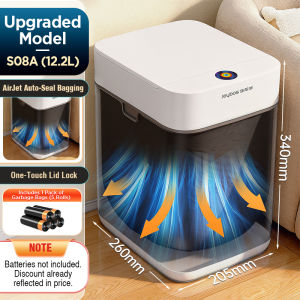 JOYBOS S08 Plus Smart Sensor Trash Can - 12.2L Automatic Lid Opening Odor Lock Sealing Large Capacity Kitchen Bin with Rainbow LED & Rechargeable Battery