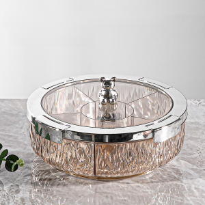 Household Sealed Rotating Snack Fruit Tray with Lid Keep Fresh Transparent Large Capacity Storage Box