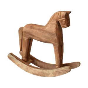 EAURA Hand Carved Mini Wooden Horse Figurines Hanging Mediterranean Rocking Horse Crafts Animal Sculpture DIY Crafts Horse Ornaments Rural Home Party Decor