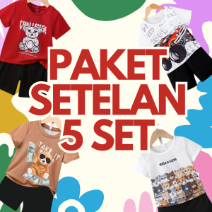 Code8.id Promo Paket Setelan Anak 5 Pcs 75 ribu Setelan Baju Anak Cowok Dam Cewek S-XXL