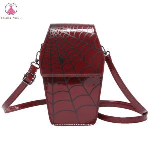 Halloween Themed Gothic Coffin Shape Shoulder Bag for Women PU Leather Crossbody Bag for Party Events
