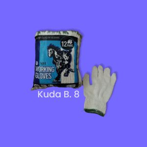 Kuda benang 8 full warna putih  sarung tangan kerja safety