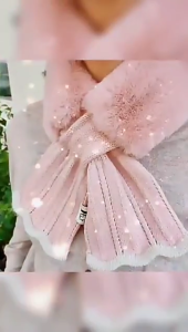 Womens Knitted Scarf Cute Collar Neck Wrap Ladies Thicken Winter Neck Warmer Criss-Cross Furry Thicken Scarf