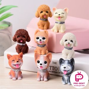Cute Pet Dog Quality Resin Figurines - Poodle Terrier Corgi Shiba Bulldog Pomeranian Puppy Dogs Cake Toppers Décor Gift - Adorable Figurines with Exquisite Painting