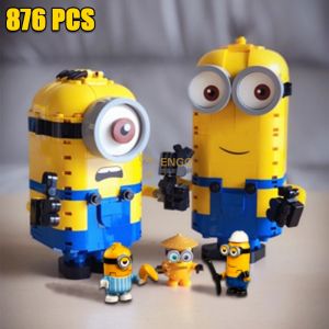 Legao building blocks small yellow people playing big eyes cute assembled building block model toy birthday gift