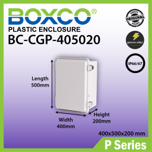 BOXCO BC-CGH-405020 (400×500×200 mm) IP67 Waterproof PC Plastic Enclosure Box with SUS hinge SUS latch and insert