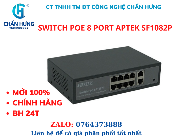 SWITCH POE 8 PORT APTEK SF1082P