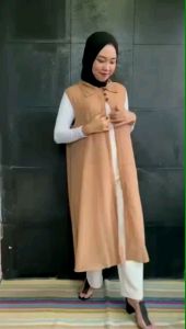 Cardigan Wanita Panjang Hijab Korea Style Jumbo Polos Bahan Ceruty Babydoll By Azka Collection