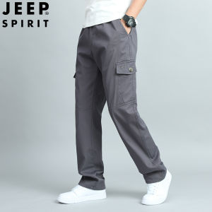 Jeep Spirit quần nam mới quá khổ Quần Túi Hộp ống đứng dáng rộng chân Quần Nam Nhiều Túi Quần nam mỏng bằng cotton nguyên chất giản dị