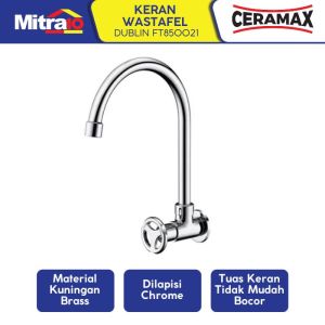 Ceramax Kran Dinding Wastafel Chrome Cuci Piring Dapur Dublin FT850021