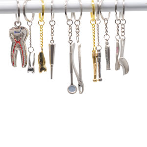 1PC Dentist Keychain Stainless Steel Dental Tools Design Clinic Gift Dentist Assistant Appreciation Present Unique Key Ring