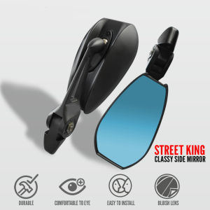 Side Mirror for Motorcycle Street King Anti-glare Street King Adjustable Blue Lens Made IN Thailand