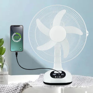 Solar Electric Fan Electric Fan Rechargeable 2 LED Lights 220V AC Desktop Electric Fan Outdoor Fan Light Solar Panel
