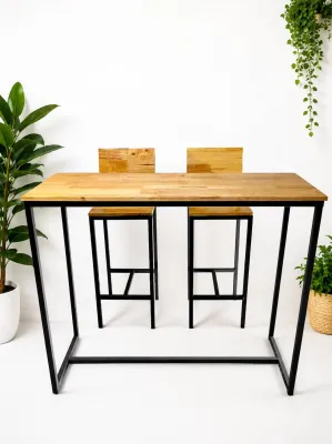 โต๊ะบาร์ โต๊ะกาแฟ พร้อมเก้าอี้2ตัว สุดหรู loft style ทรงสูง ยาว 110 ซม. กว้าง40ซม. สูง100ซม. เก้าอี้บาร์ สุดหรู สูง 30นิ้ว ถึงเบาะนั่ง ความสูงถึงพนักพิง 42นิ้วกว้าง 35 ซม. X ยาว 32 ซม พร้อมยางกันลื่น Bar table set with 2 chairs