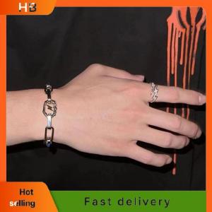 HB Punk Hip Hop Silver Color Zircon Lightning Open Rings For Men Fashion Jewelry Gift Creative Adjustable Ring
