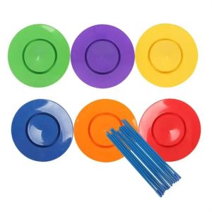 SUPERRR Flying Disc Juggling Spinning Plates Balance Skills Clown Show Acrobatic Turntable Boy Girl Hobby Plastic Spinning Plates Sticks Performance Supplies