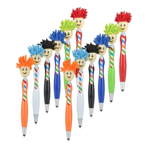 12 Pieces Cute Mop for Head Shaped Multi-functional Stylus & Ballpoint Pen Compatitable with for Smart Phone for Kids Ch