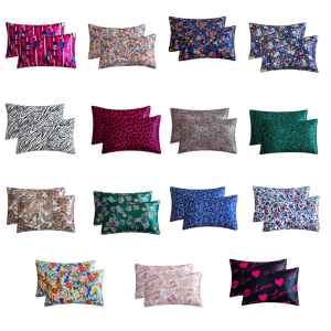 1Pair Printeds Satins Pillow Case Soft and Silk Like Texture Envelope Style Closure for Hair and Skin Care