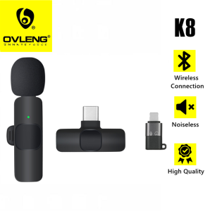 K8 Wireless Lavalier Microphone Plug & Play Lapel Clip-on Compatible for Type-C & IOS Used in Vlogging Recording