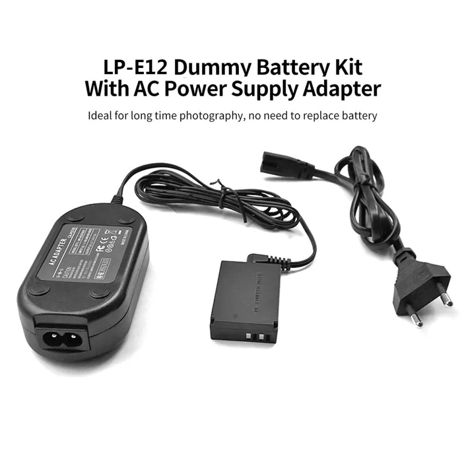 TOPCINE ACK-E12 AC Power Adapter LP-E12 DR-E12 DC Coupler Dummy