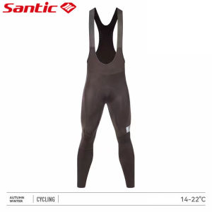 Santic Men Cycling Bib Pants Spring Autumn 4D Padded Shockproof Windproof Breathable Pocket Bike Bicycle Tights