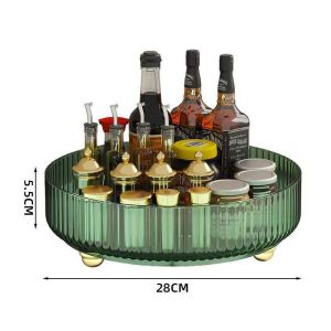 360° Rotating Storage Rack Condiments cosmetic Perfume Organizer Acrylic Tray Spinning Storage