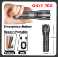 Super Bright Rechargeable LED Flashlight Waterproof Zoom Portable Strong Light for Outdoor&Home Use. 