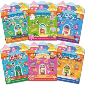 LUZMAR Multicolor Jelly Sticker Silent Book Cartoon Multi-theme Puzzle Toy Reusable Interaction Game Sticker Book For Kids