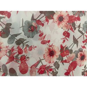 ผ้าเมตร ผ้าชีฟอง ผ้าชีฟองลายดอก เนื้อนอก หน้ากว้าง 60 นิ้ว หน่วยขายเป็นเมตร ลายใหม่