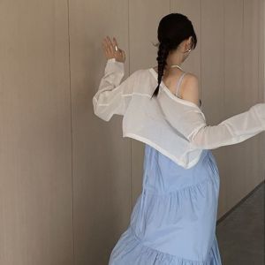 IELGY Áo Khoác Mỏng Vải Viscose Màu Trơn Mùa Hè Cho Nữ Áo Khoác Ngắn Áo Cardigan Thoáng Khí Chống Nắng