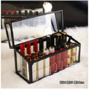 Hicus SG Ladies Glass Metal Makeup 15/24/40pcs Lipstick Perfume mask mack up Organizer Storage Case