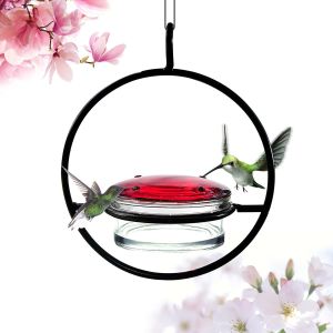 Metal Hummingbird Water Feeder Circular Hanging Hummingbird Feeder Hanging Hummingbird Feeder for Outdoor Garden Backyard Patio