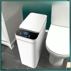 ถังขยะ เหนี่ยวนําไฟฟ้า ครัวเรือน กล่องขยะ ละเอียดอ่อน ลดลงช้าๆ ปิดสนิท รุ่นแบตเตอรี่ เงียบ ห้องนั่งเล่น