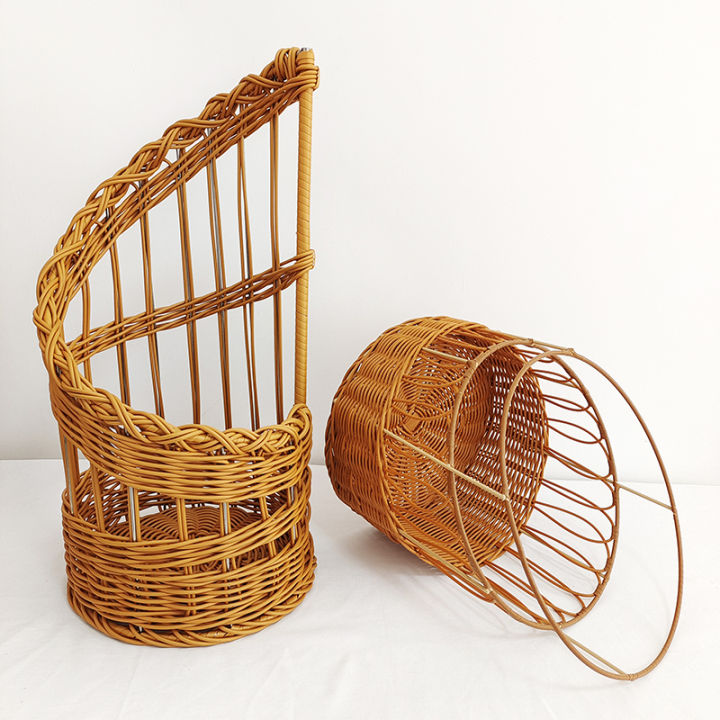 CVHOMEDECO. Oca Imitazione Rattan Cestino di pane Cesto di frutta Cesto di frutta Resina di vimini Soggiorno della famiglia Snack Piatto di caramelle. Giallo pallido. Set di 3
