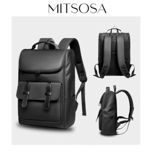 MITSOSA Backpack Large Capacity Men Business Laptop Bag Travel Korean16 inch Backpack PU Leather