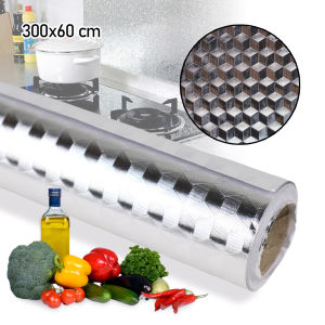 Wallpaper Anti Air Minyak 300x60cm Sticker Aluminium Foil Waterproof Oil Dapur YK-292