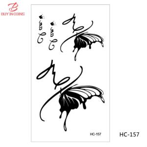 BUYINCOINS 1แผ่น105*60มม.สีดำTatooแมวดอกไม้รูปนกDIYกันน้ำปลอมชั่วคราวสติ๊กเกอร์รอยสักมือ