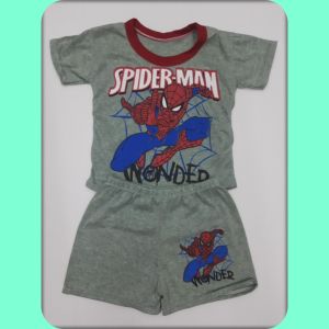 Pan ชุดเด็ก ไซส์S 6-12เดือน 12กิโล อก22นิ้ว ผ้าcotton เนื้อนิ่มใส่สบายไม่ร้อน พื้นเทา ชุดแขนสั้นเด็ก ชุดแขนกุดเด็ก