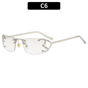 Y2K Trendy frameless metal sunglasses for women versatile and stylish for street photography and vacation sun protection