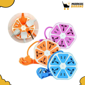 Stop Kontak Hexagonal/Kabel Olor Soket 4 Lubang Model Jeruk
