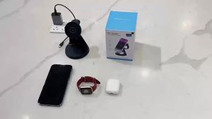New 15W Wireless Charging Three-in-One Wired Portable Magnetic Charging Gift Foreign Trade   Compatible with Watch Earphones