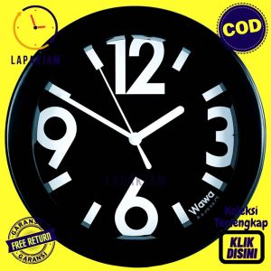 Jam Dinding Analog Dekorasi Dinding Minimalis Murah Besar Wawa WW1188 Hitam Original BestSeller