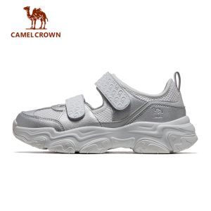 CAMEL รองเท้าแตะกีฬากลางแจ้งของผู้หญิงรูปมงกุฎพื้นรองเท้านุ่มน้ำหนักเบารองเท้าแตะรัดส้นชายสายรัดด้วยเวลโครสำหรับเดินชายหาดและสวมใส่ทุกวัน
