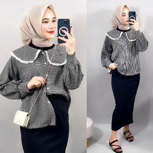 CARLINA - Rania Blouse Kemeja Renda Bordir Atasan Kotak Wanita